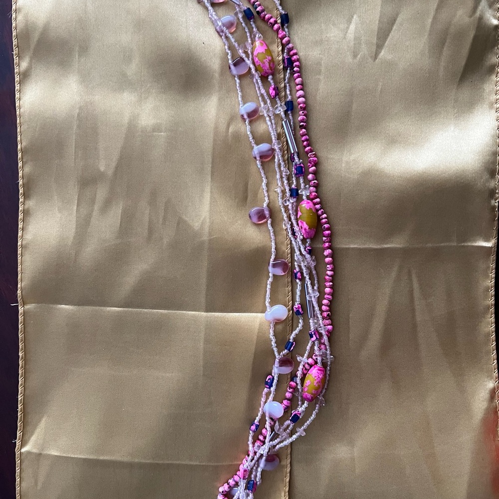 Pink, blue and white necklace-perfect for Summer!